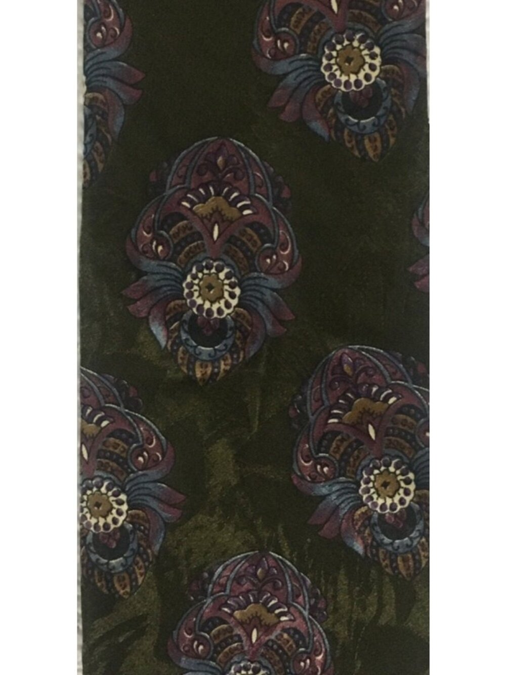 Christian Dior Neck Tie Dark Green Floral 100% Silk 3.5 in Wide 56 in Long